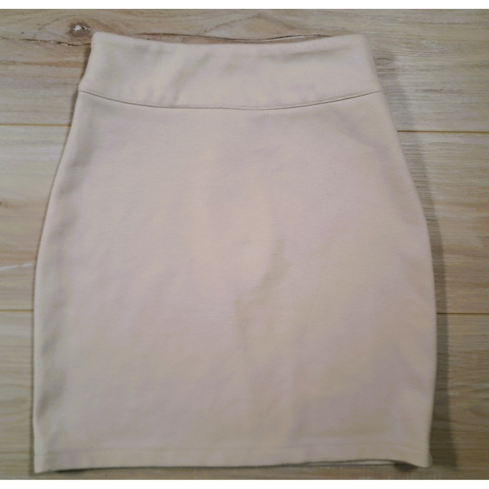 Silence + Noise Cream Beige Ponte Knit Back Zip Mini Skirt‎ XS Urban Outfitters